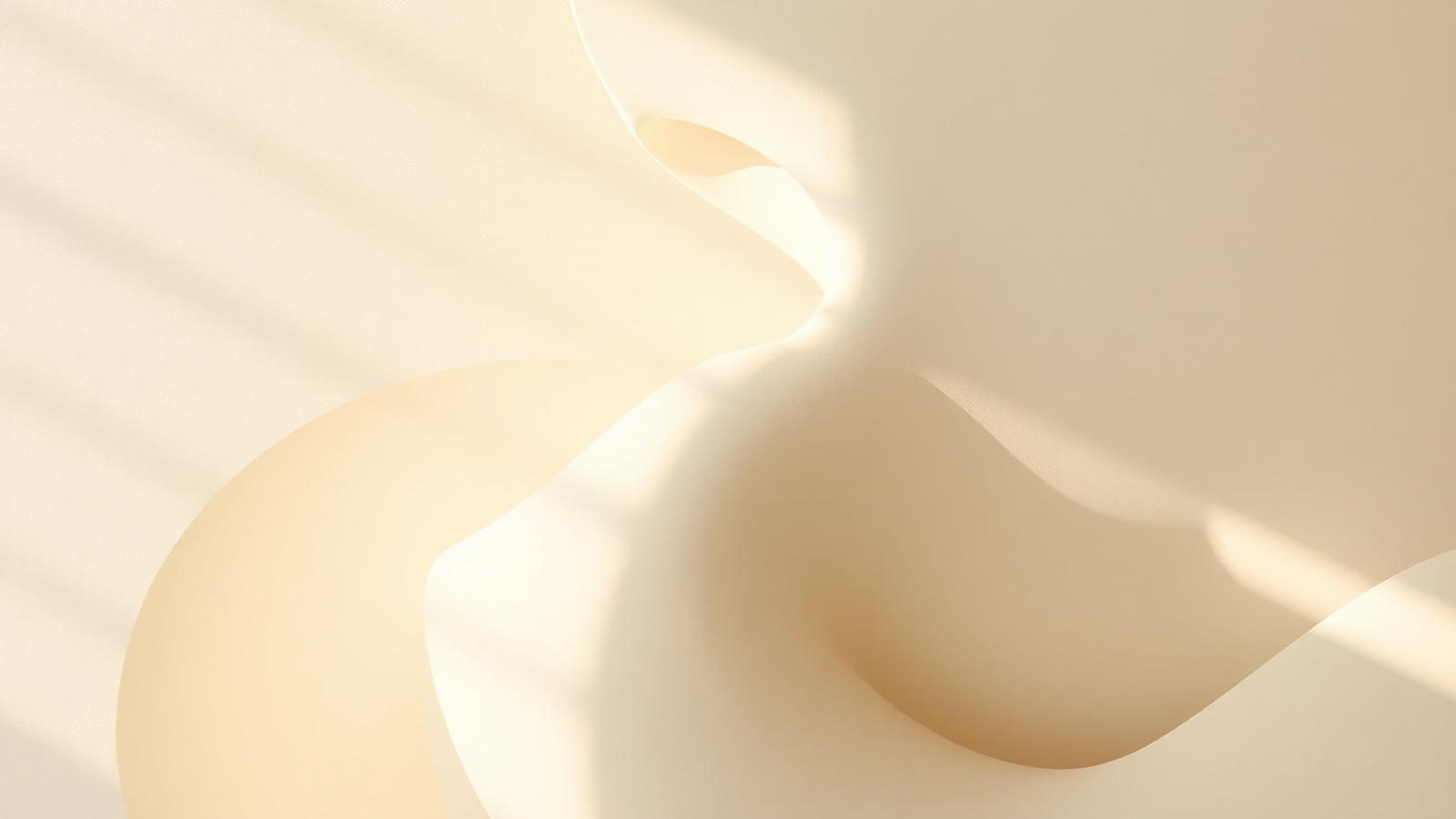 Escultura em gesso ivory com curvas suaves e luz dourada direcional — composição editorial abstrata de contorno